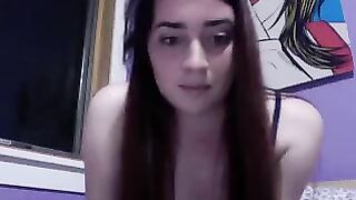 skicutie long haired college babe cum show