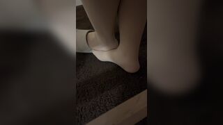 Horny Asian Girl April Seducing Nylon Feet