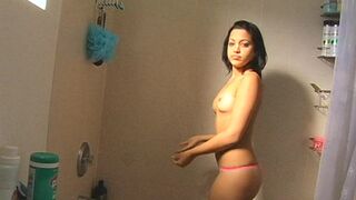 Abella Anderson shower before boob job