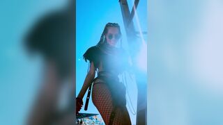 Aitana Cardoso titty slip at Burning Man