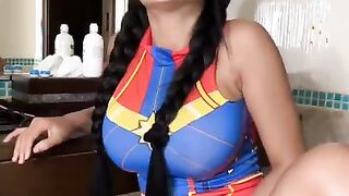 Praewasian - Naughty Asian Camgirl In Captain Marvel Suit
