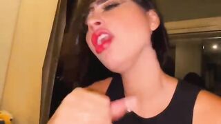Anna Beggion Giving Blowjob to Handsome in Front of big Glass Windows porn video