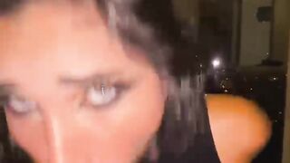 Anna Beggion Giving Blowjob to Handsome in Front of big Glass Windows porn video