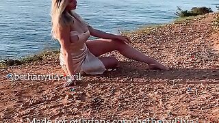 Bethanylilya - bethanylilya silk dress on the cliff in portugal at sunrise
