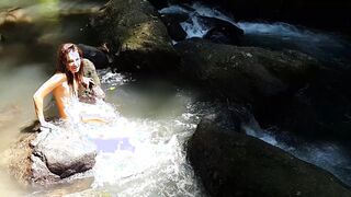 dream4angel nudism n gaping pussy at jungle river # gentle masturbation n fingering before river refreshing video