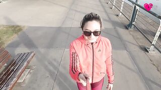 katrina van girl on roller skates gives blowjob in public, cumface! video