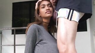 Cute pregnant pornbub Latina is sucking huge healthy dick