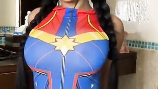 Praewasian - Naughty Asian Webcamwhore In Captain Marvel Suit