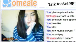 Omegle - Hot asian babe strips for 50$ to pay for college