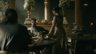 Alicia Agneson fucked on dining table in Vikings