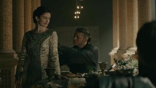 Alicia Agneson fucked on dining table in Vikings