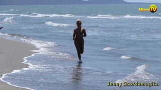 Running naked on the beach
