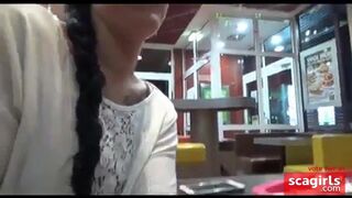 girl with long nails have a nice work in Mc Donald,s