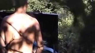 Hubby watches girl fuck a stranger in the woods