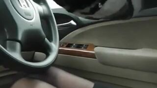 Horny Asian masturbating in her car