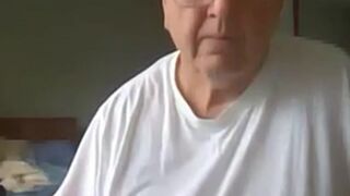 old man jerking his big dick