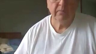 old man jerking his big dick