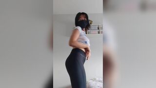 Asian college girl shows off ass in yoga pants