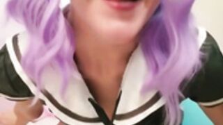 Purple Hair Anime School Girl Squirts While Masturbatin
