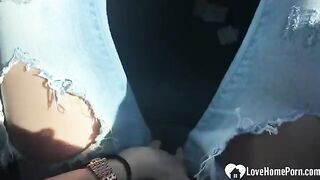 Cute chick likes to fuck with a friend outdoors
